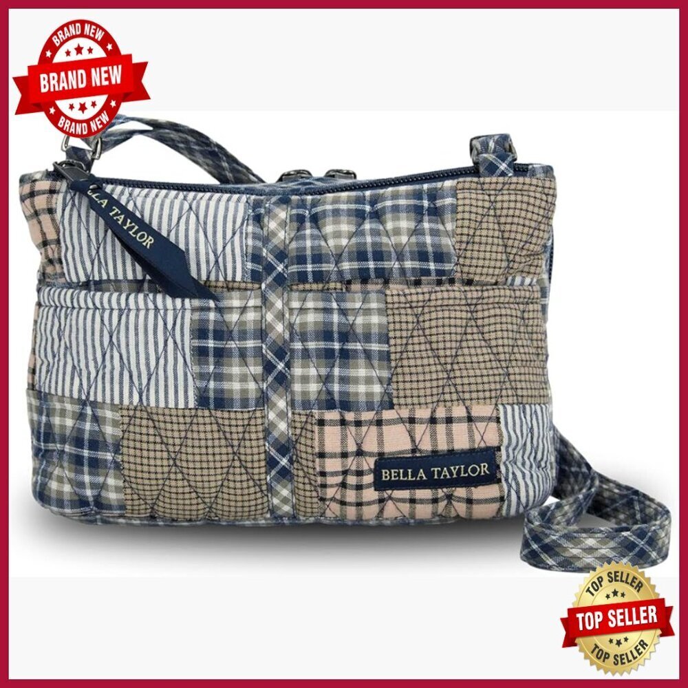 Small Quilted Crossbody Purse with Built-In Wallet, Adjustable Strap
